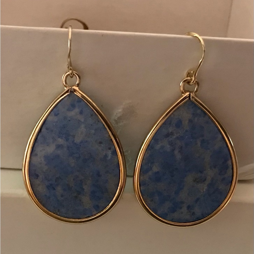 Barse Pierced Denim Lapis bronze Teardrop Earring